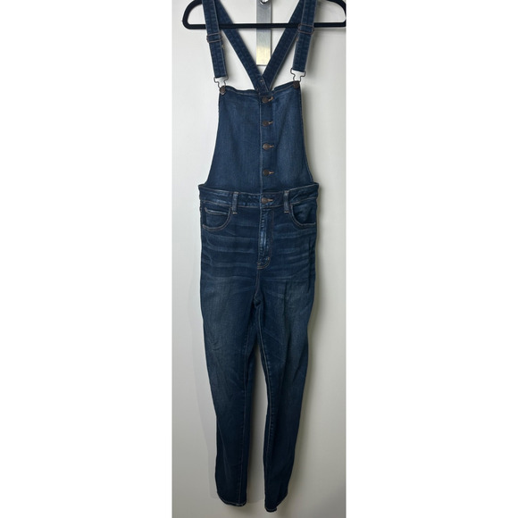 AMERICAN EAGLE Outfitters Next Level Stretch Denim Overalls Jegging Size 12L B8 - Picture 2 of 9